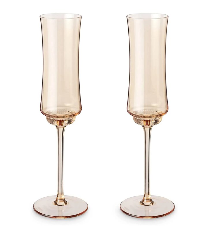 vintage inspired amber color best tulip champagne glasses