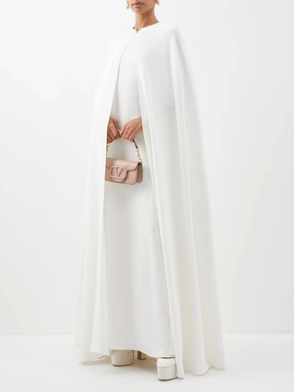 Cady Couture cape-overlay silk gown by Valentino