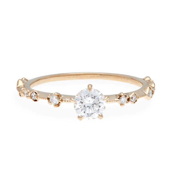 celestial-inspired gold diamond small simple engagement rings