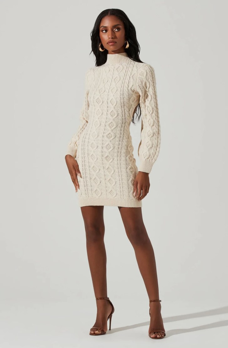 classy white sweater dress best cute Christmas outfits for holiday party