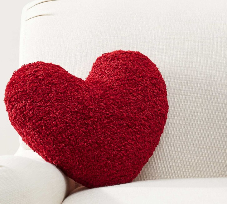 cozy teddy faux fur red heart-shaped pillow best long distance relationship gifts for her