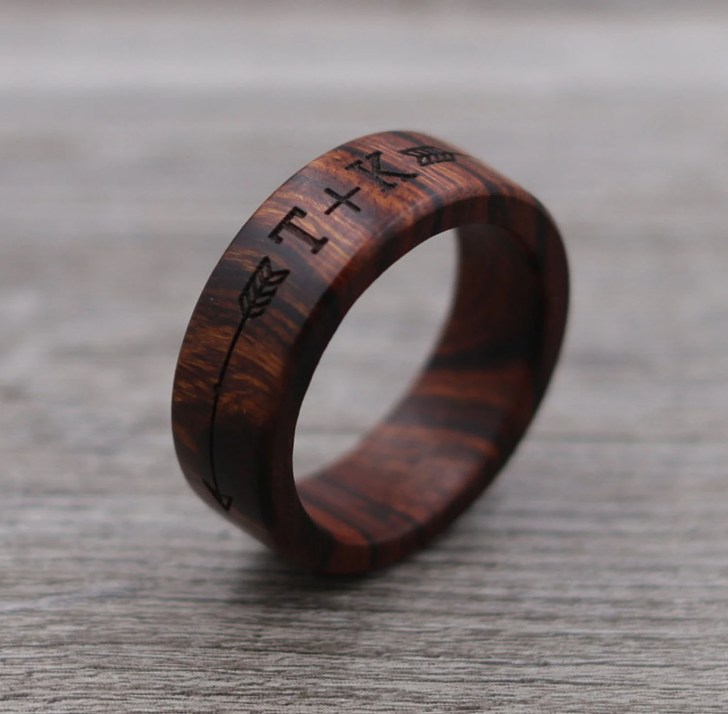 custom engraved mens wood wedding bands