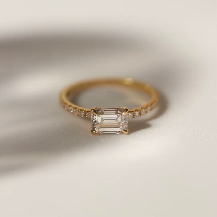distinct gold pave diamond elegant simple engagement rings