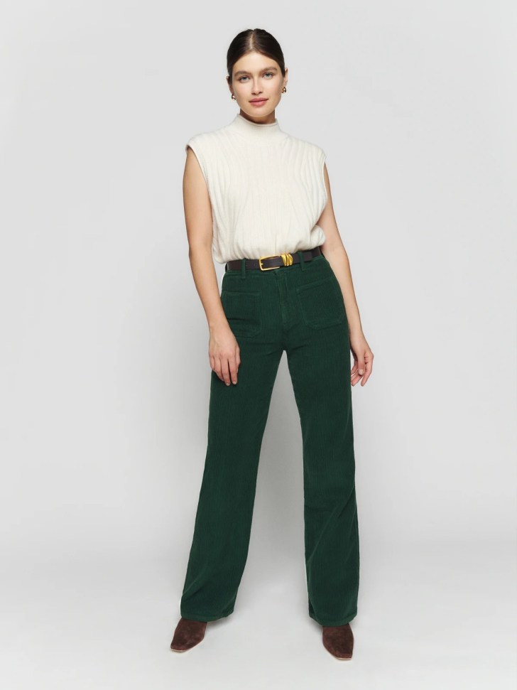 green corduroy pants best casual Christmas outfits for holiday party