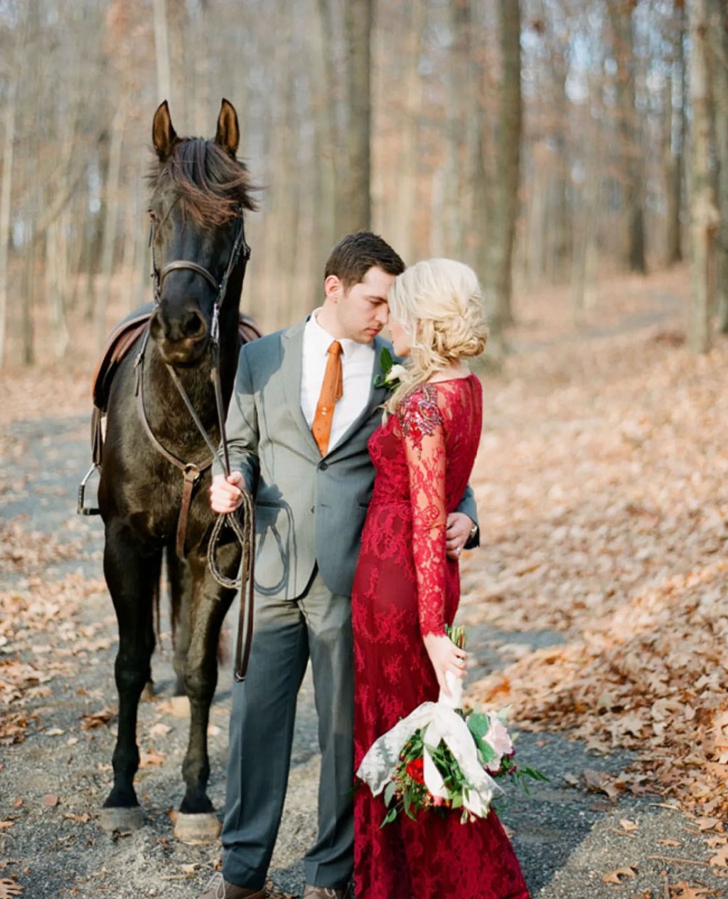 intricate vintage-inspired red wedding dresses