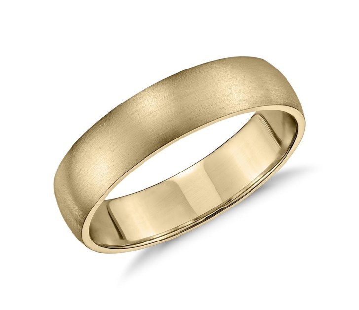 matte classic yellow gold mens wedding ring
