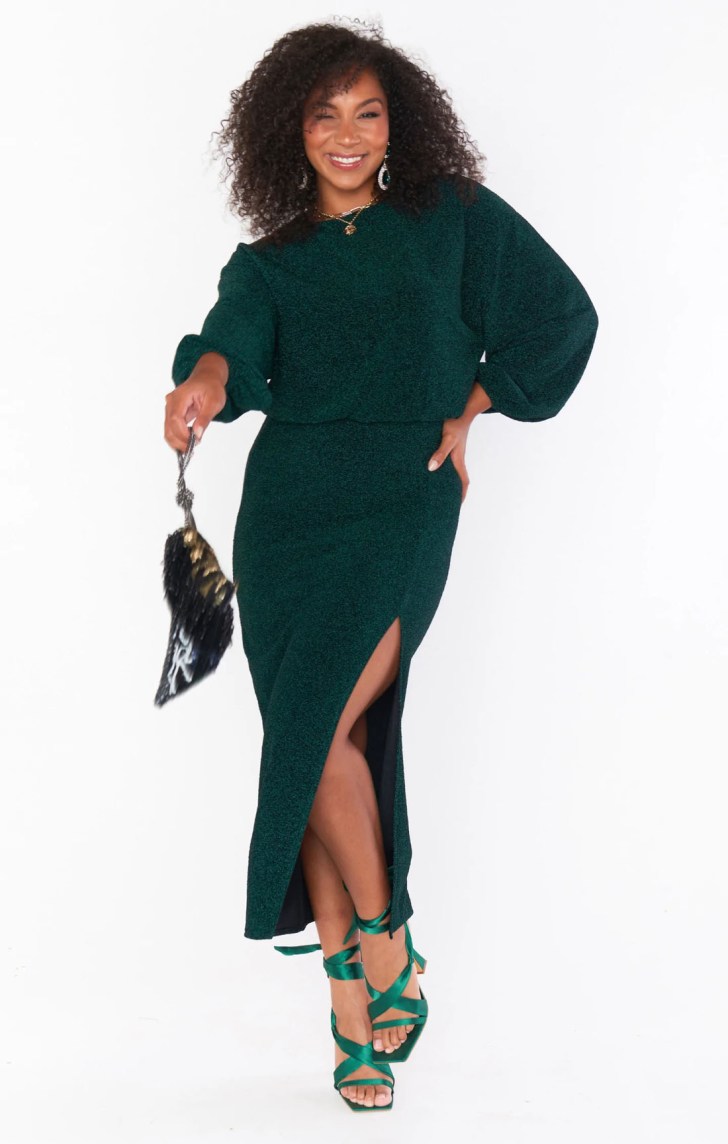 monochrome green best cute Christmas outfits for holiday party