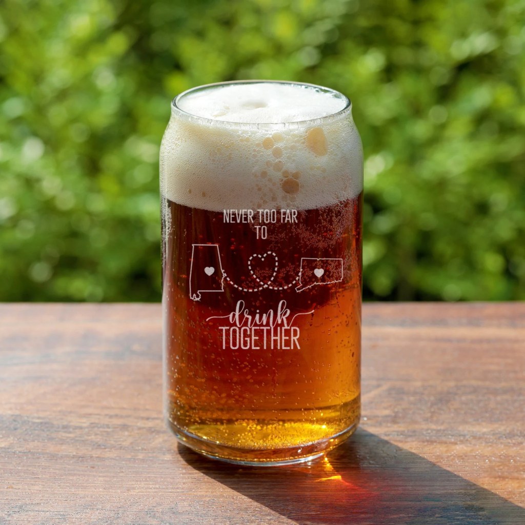 personalized etched beer glass best long distance relationship gifts for him