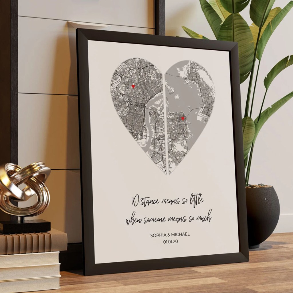 personalized heart map best long distance relationship gifts for her