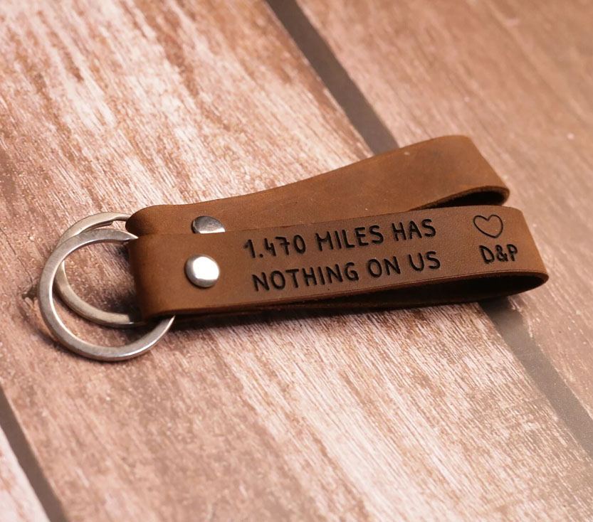 personalized leather keychain best long distance relationship gifts