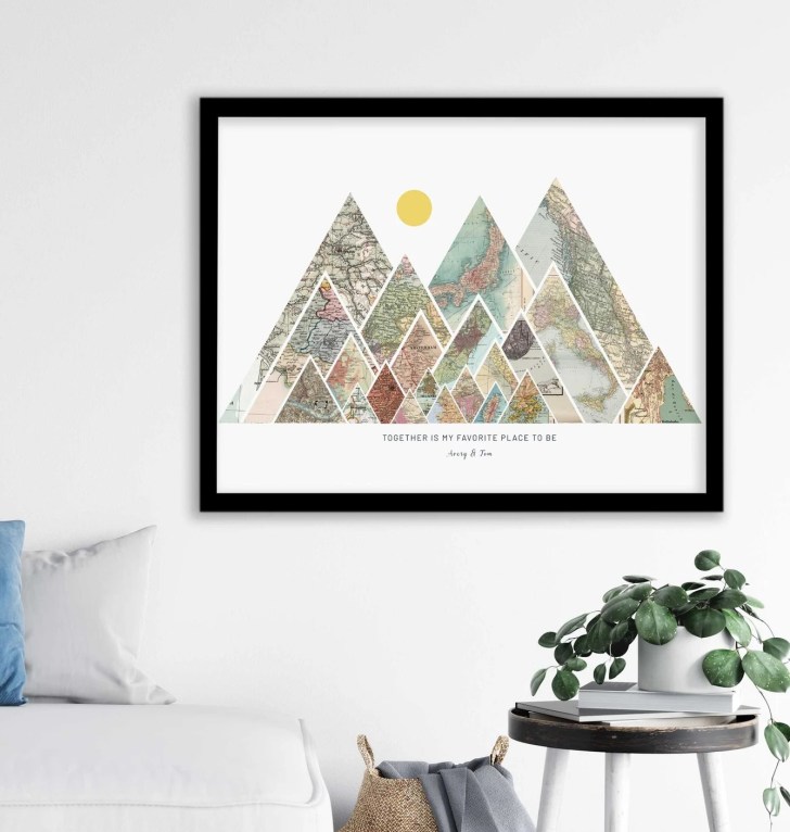 personalized mountain map art best long distance relationship gifts for him