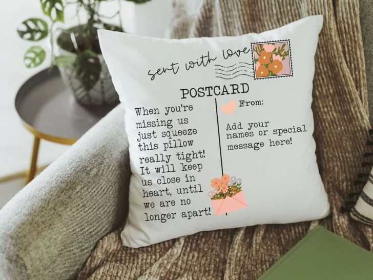 postcard pillow cute best long distance relationship gifts for her