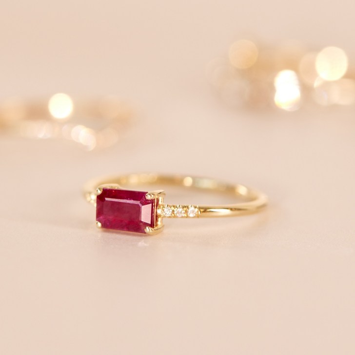 red center stone dainty gold simple engagement rings with diamonds