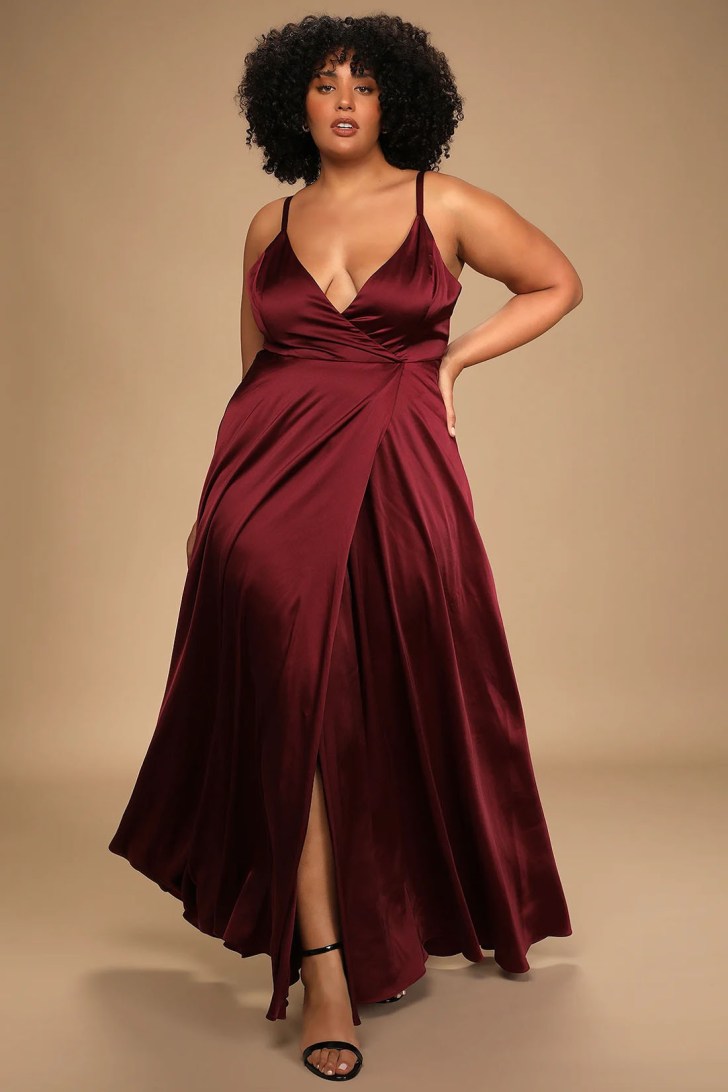 sexy size inclusive satin dark wine red wedding dresses