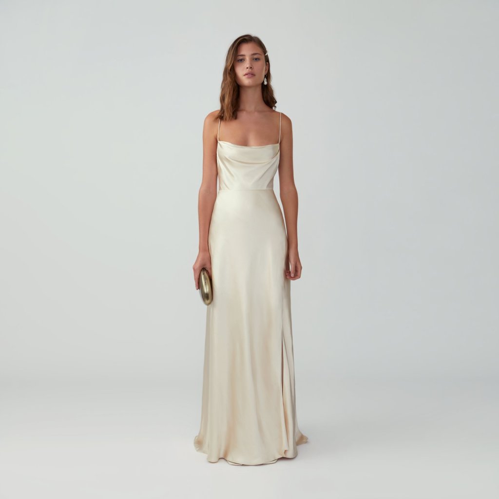 strappy contemporary wedding dresses online from Fame and Partners