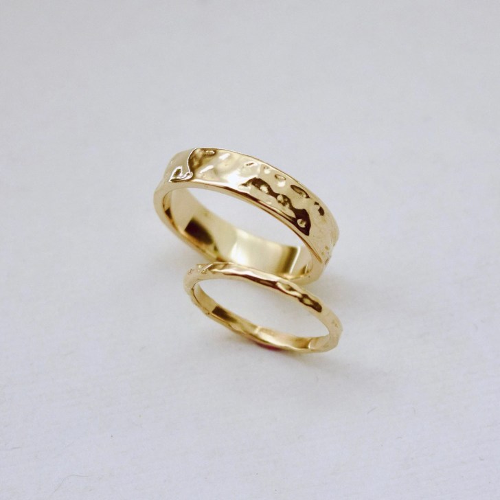unique textured yellow gold mens wedding bands