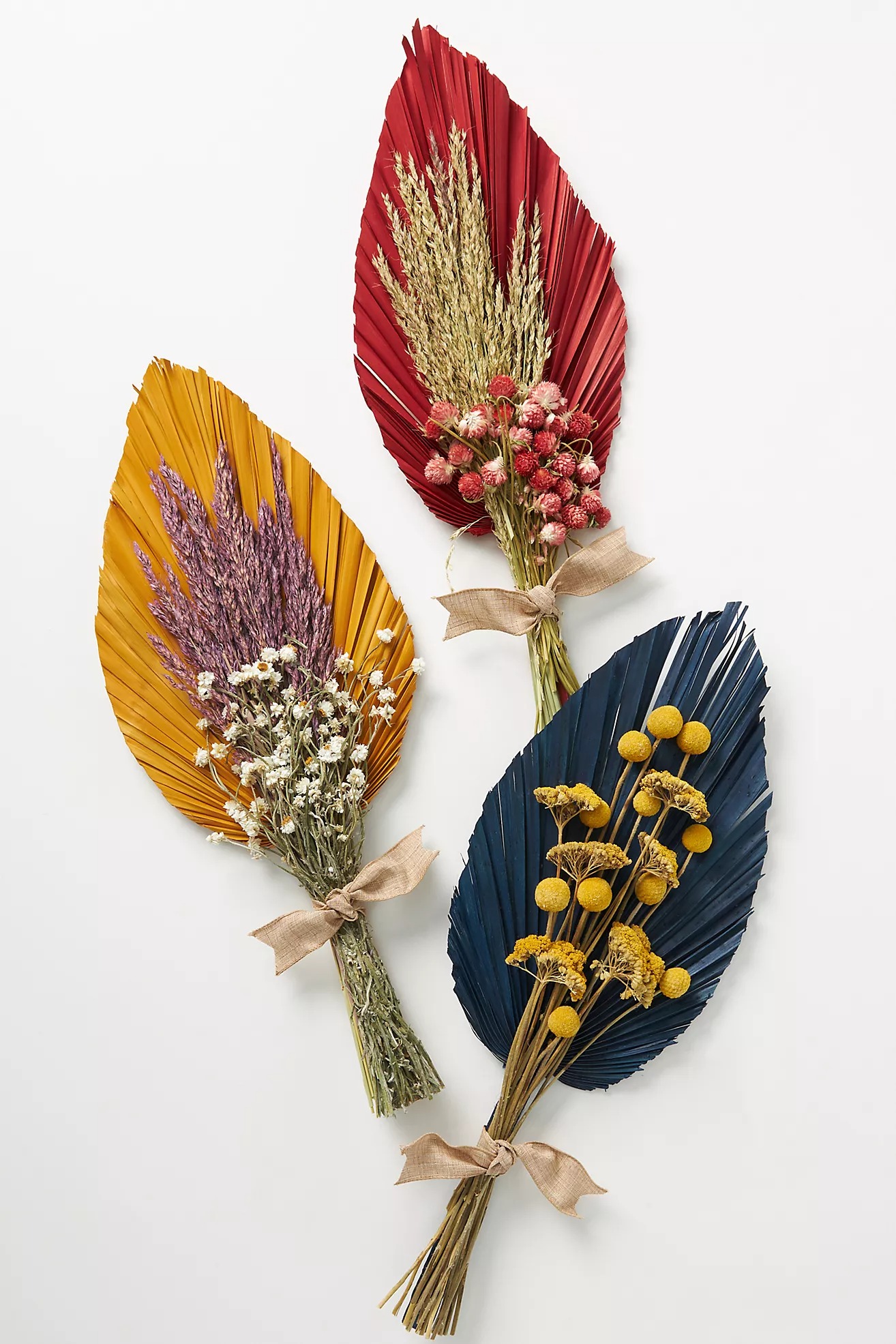 arrangement of dried palm flower bouquets from Anthropologie online