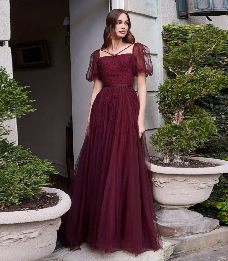 whimsical fairytale beaded tulle dark wine red wedding dresses