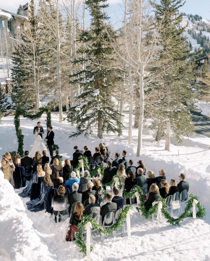 snowy mountain ski resort venue winter wonderland best Christmas wedding ideas